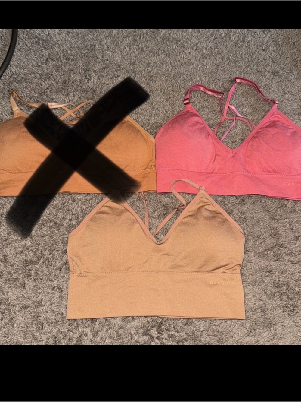 DANSKIN Set of 2 Bralette Tops in Pink and Tan